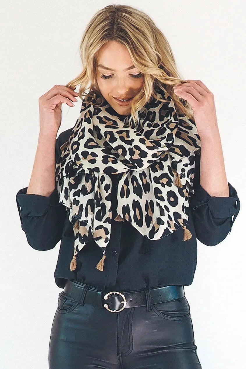 Leopard Print Scarf- Light