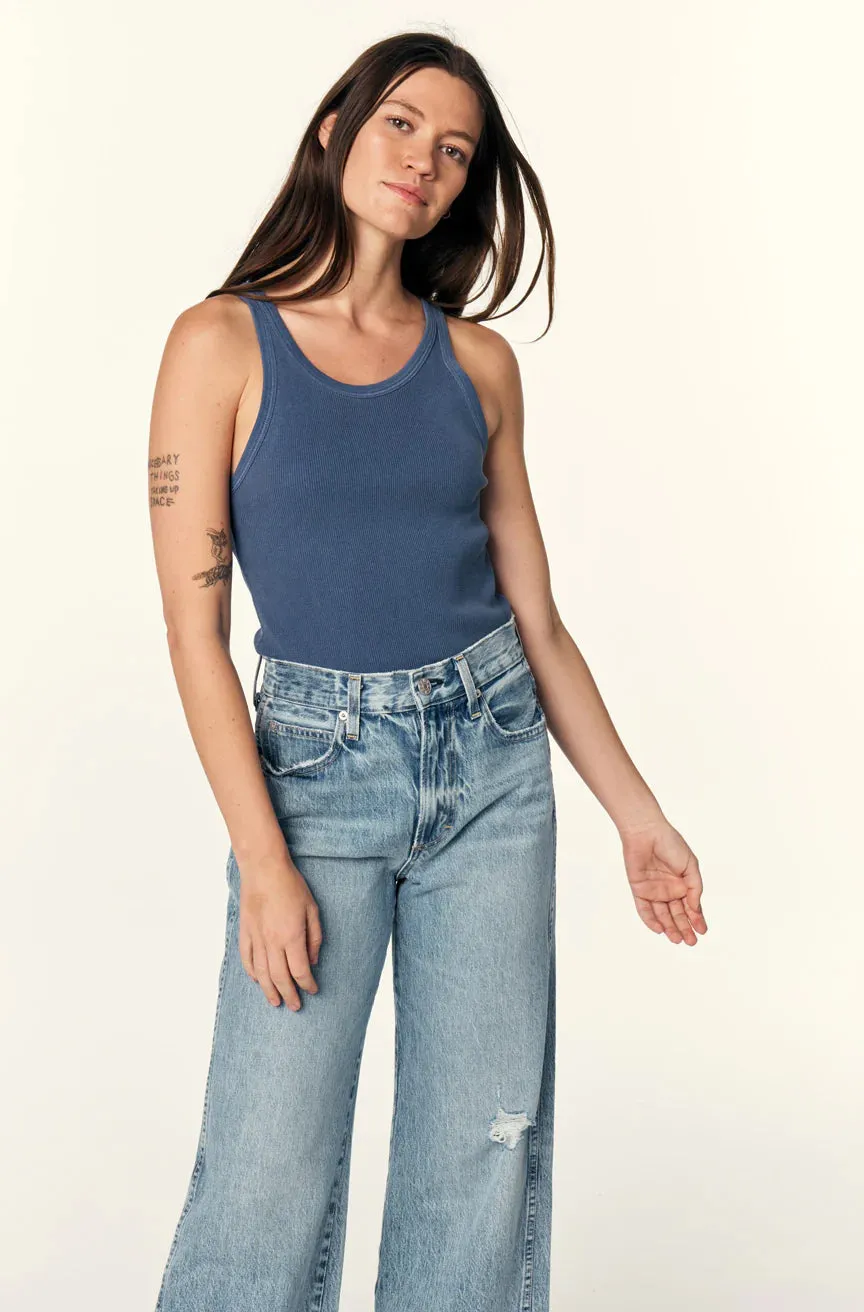 Long Rib Tank - Deep Indigo