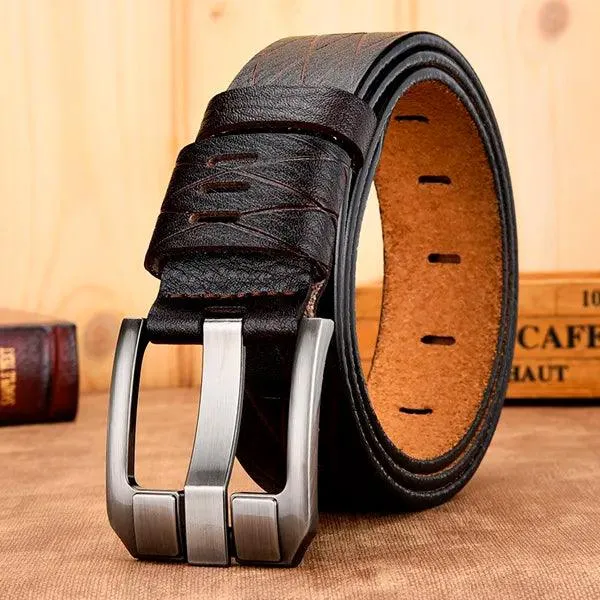 Male Leather Belt Men Male Genuine Leather Strap Luxury Pin Buckle Belts