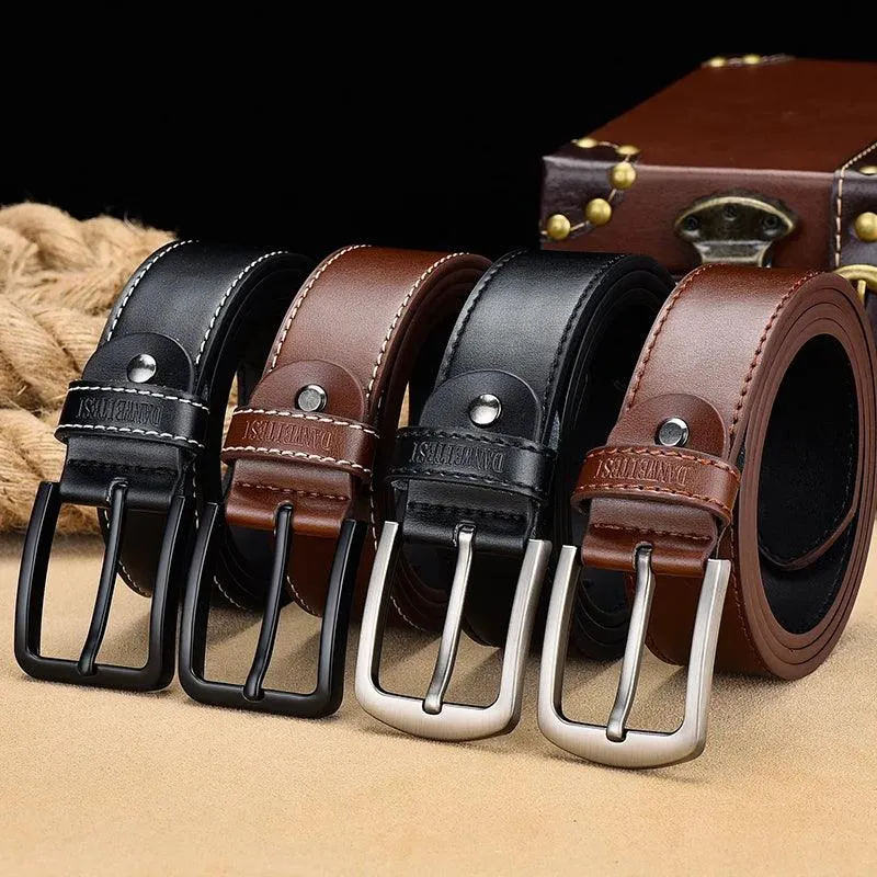 Male Leather Belt Men Male Genuine Leather Strap Luxury Pin Buckle Belts