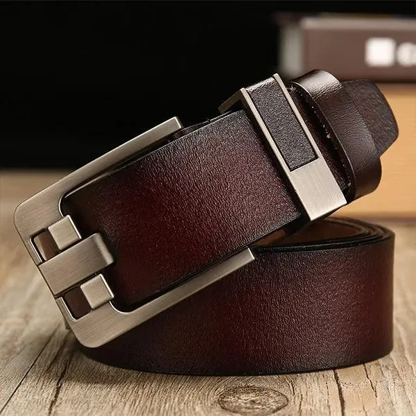 Male Leather Belt Men Male Genuine Leather Strap Luxury Pin Buckle Belts