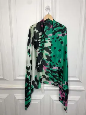 Malissa J Watercolour Animal Print Scarf - Green