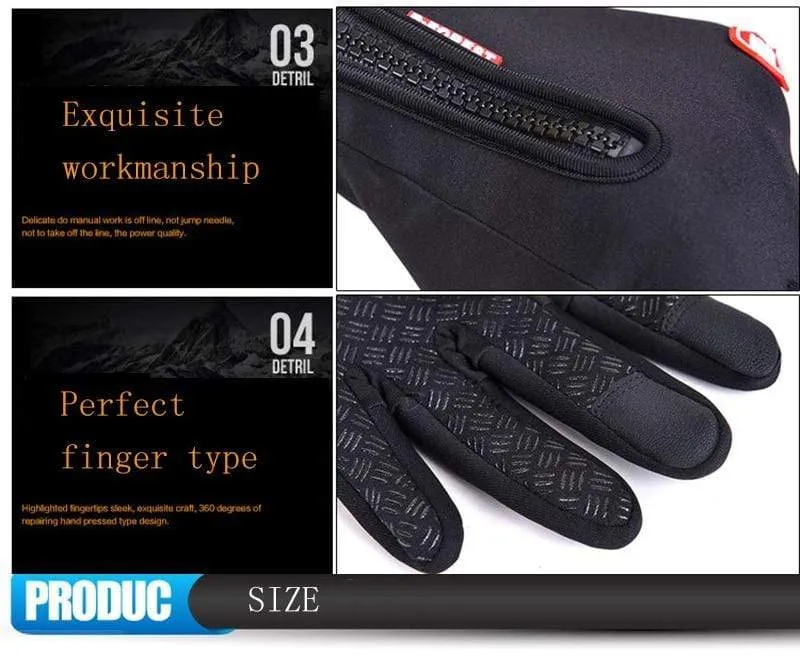 Man Winter Skiing Gloves Touch Screen Waterproof Warm Fashion Windproof Cycling Zipper Outdoor Sports Gloves