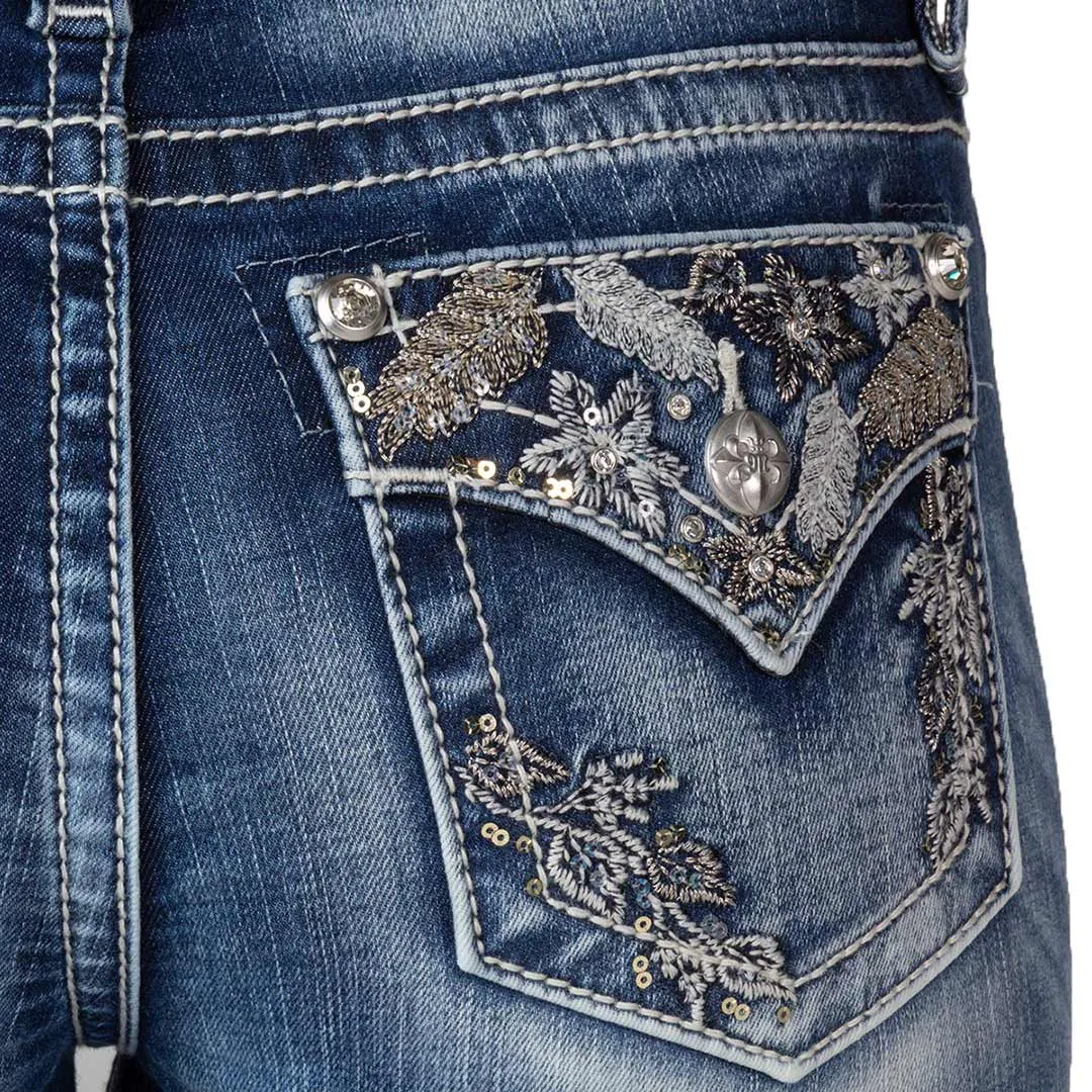 Miss Me Women's Floral Pocket Bootcut Jeans