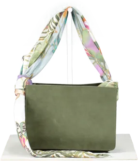 Montunas Green Leather Guaria Bag With Scarf Handle