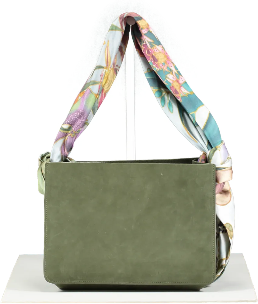 Montunas Green Leather Guaria Bag With Scarf Handle