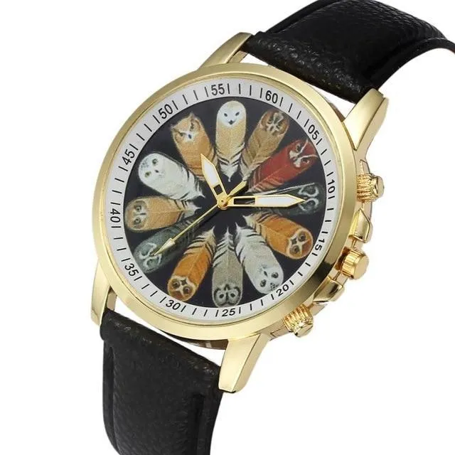 New fashion Vintage Retro Owl Printed Leather Wrist Watch