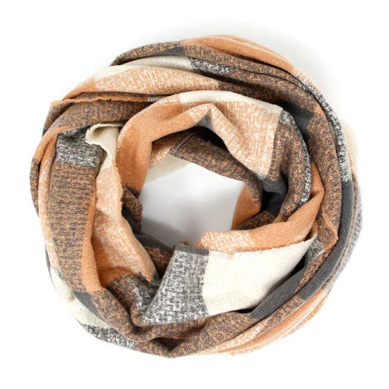 Plaid Boucle Warm Comfy Winter Infinity Scarf