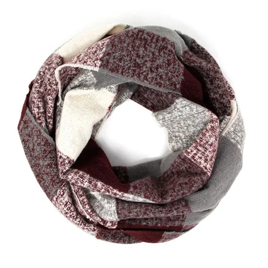 Plaid Boucle Warm Comfy Winter Infinity Scarf