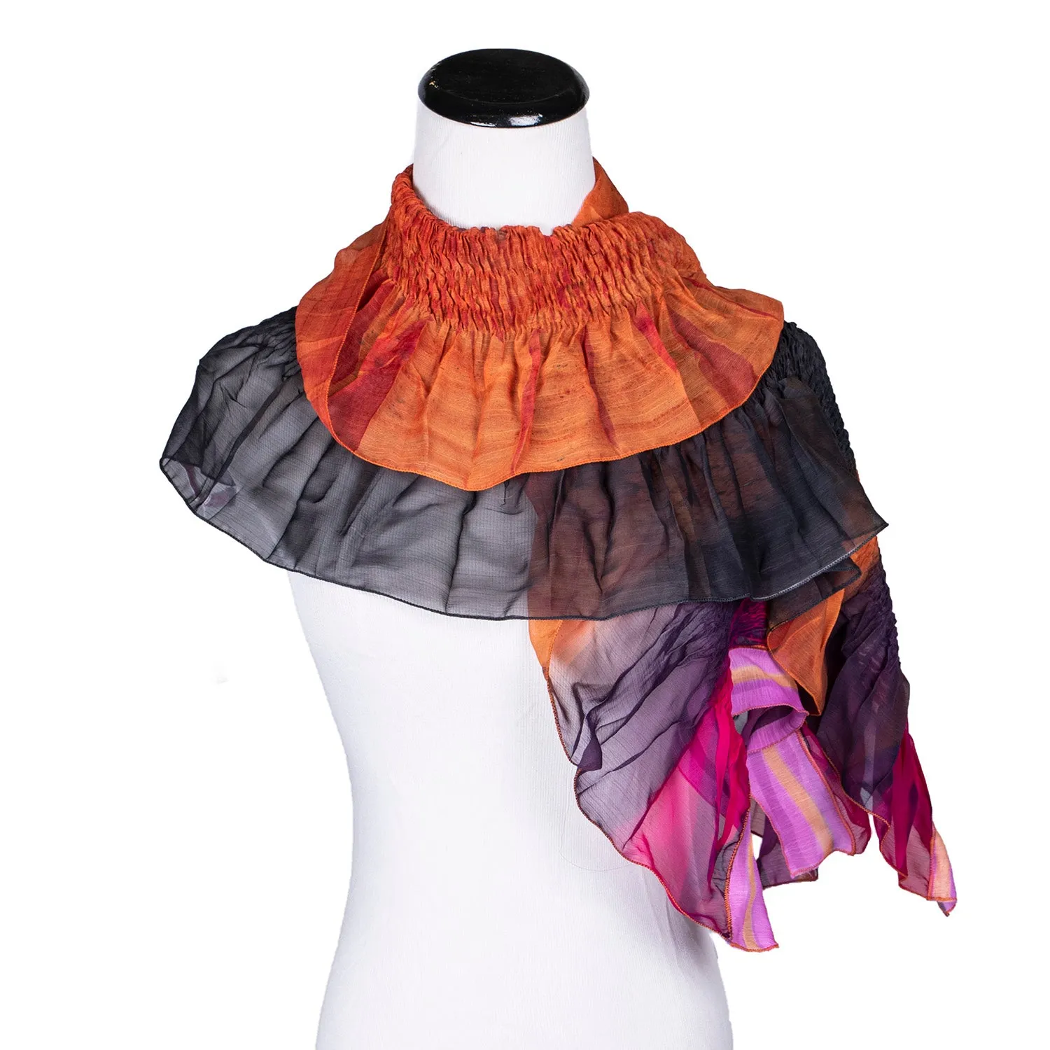 Ripple Wrap Scarf in Flame by Wendy Edmonds