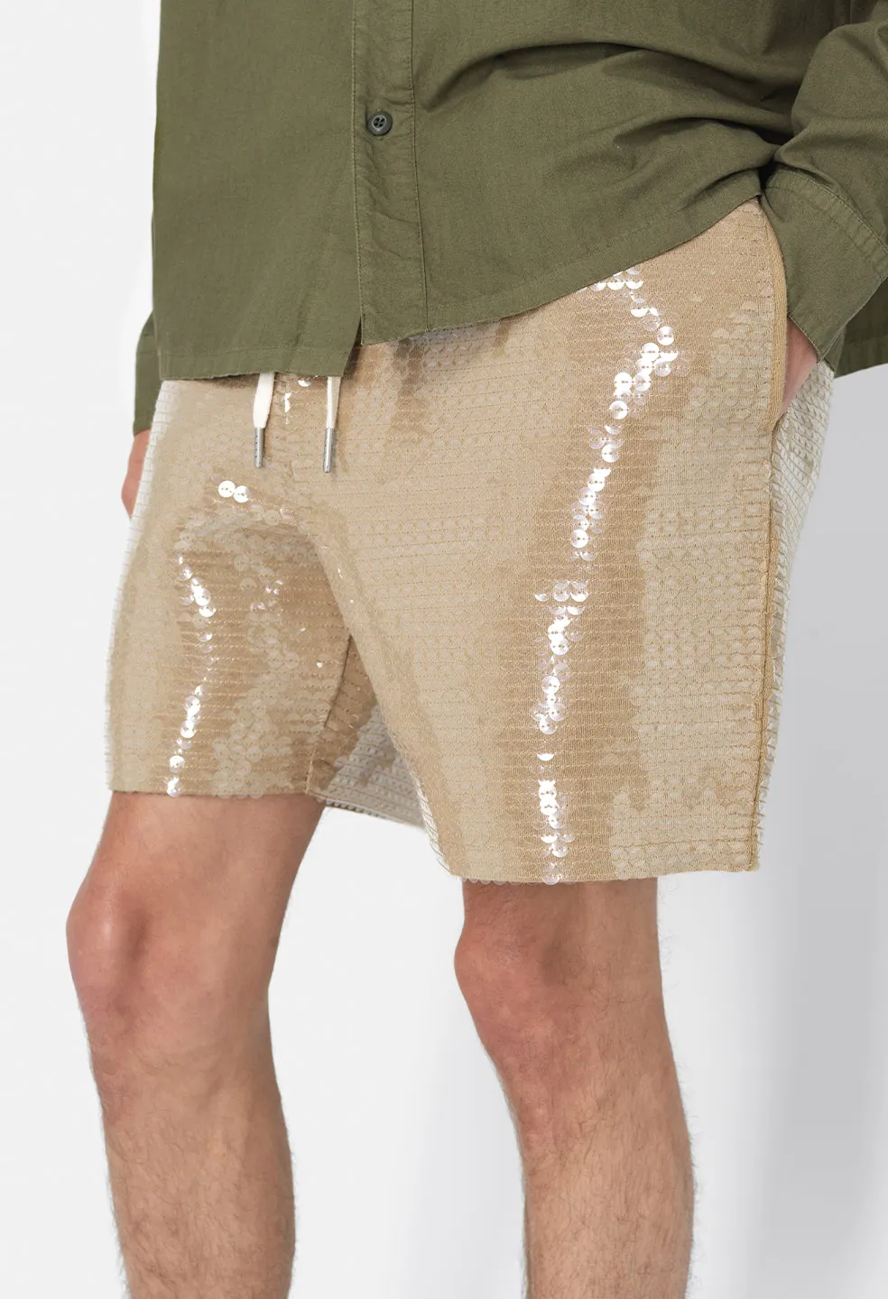 Sequined Shorts / Tan