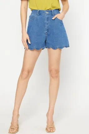 So Scalloped Denim Shorts