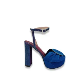 SOLANGE ROYAL BLUE SUEDE PLATFORM HEELS (13,5cm)