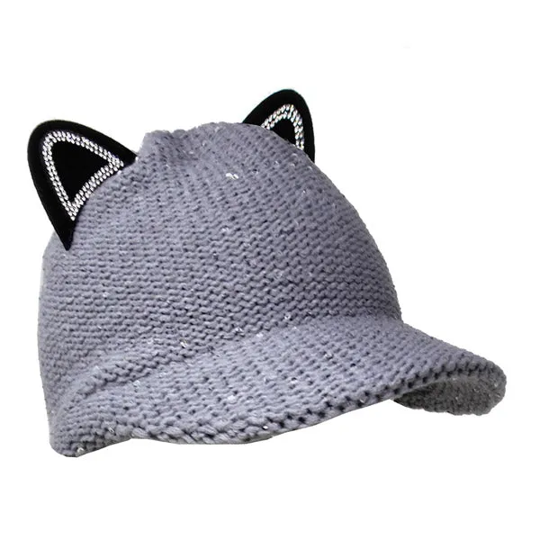 Solid Cat Ear Slouchy Newsboy Cap