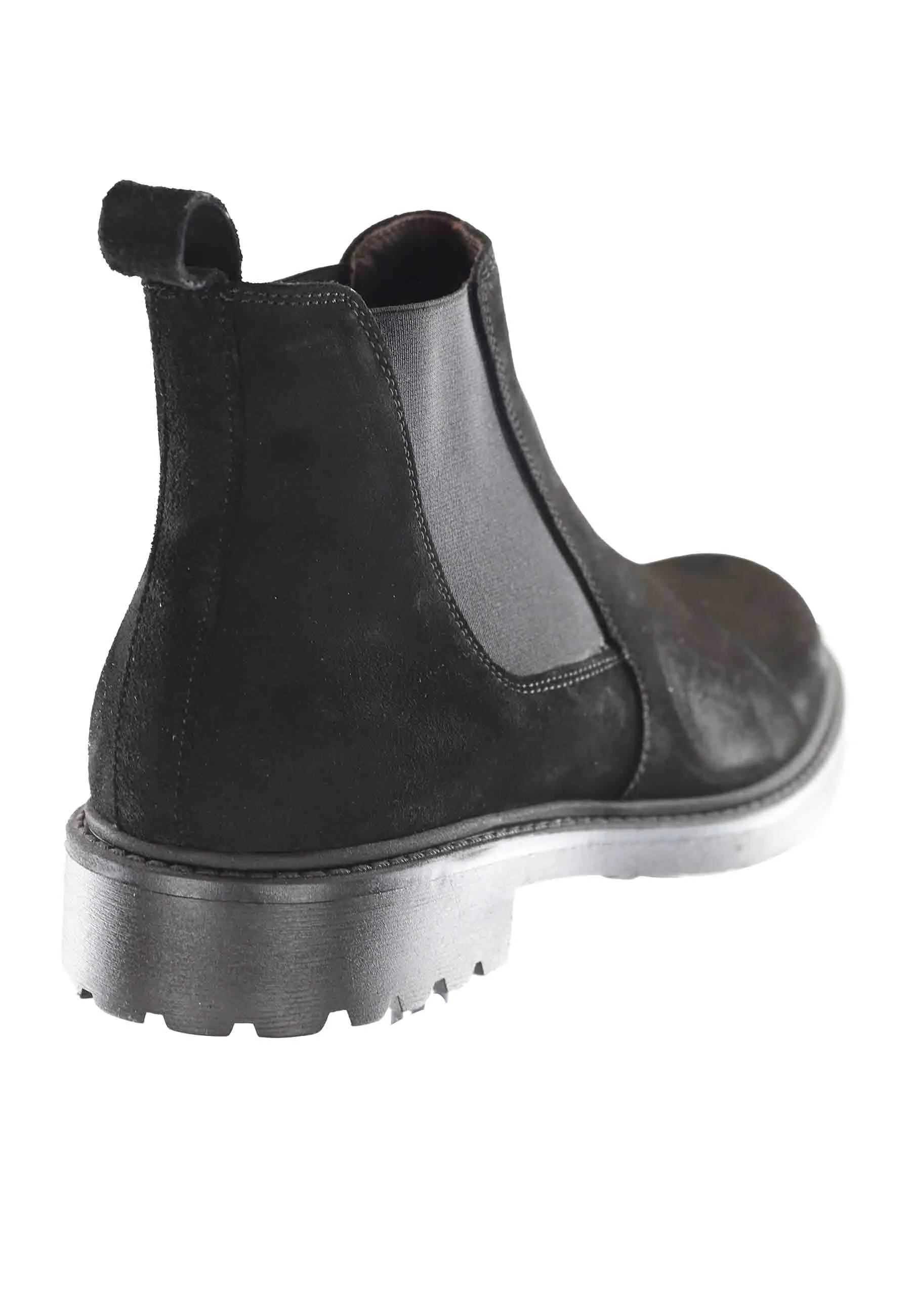 Stivaletti chelsea boot uomo in camsocio nero con suola carrarmato