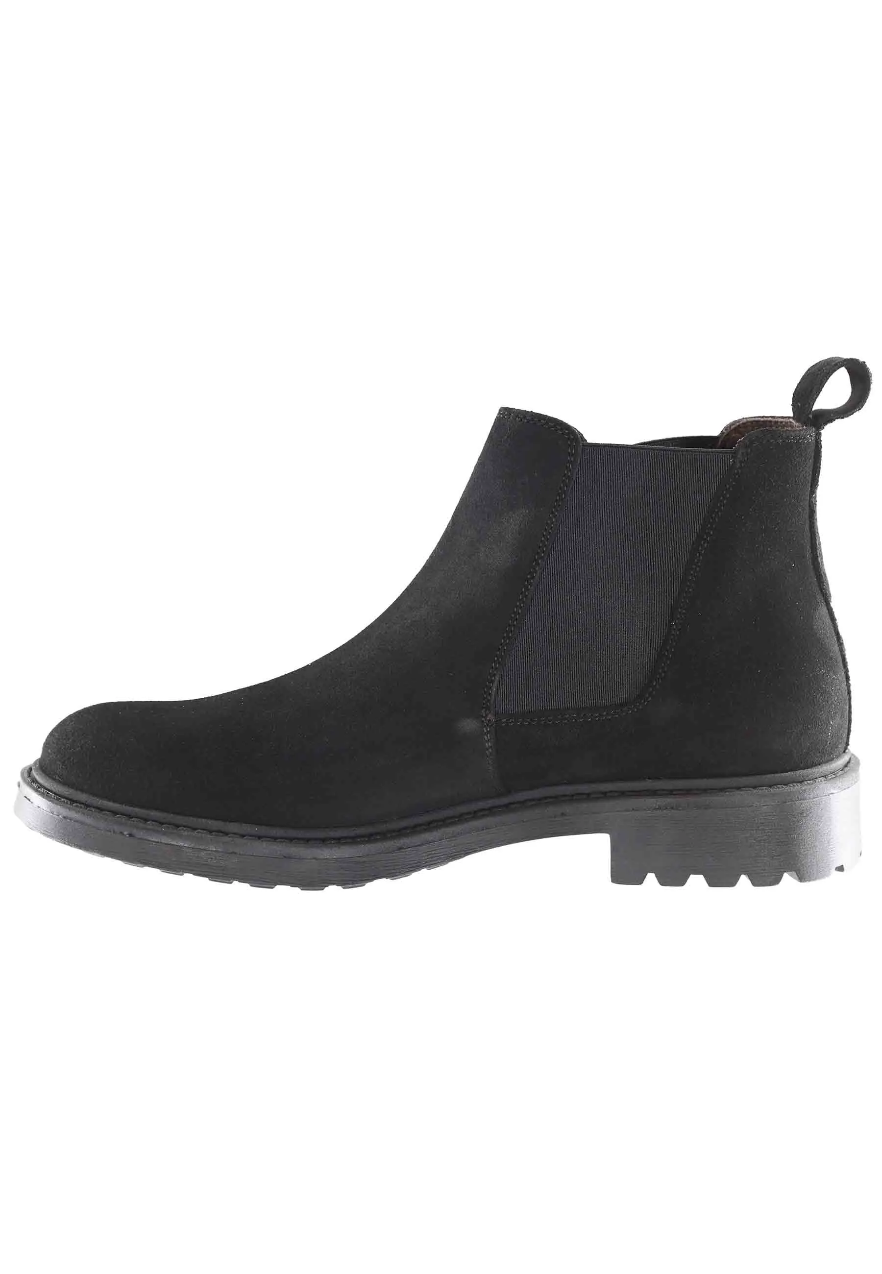 Stivaletti chelsea boot uomo in camsocio nero con suola carrarmato