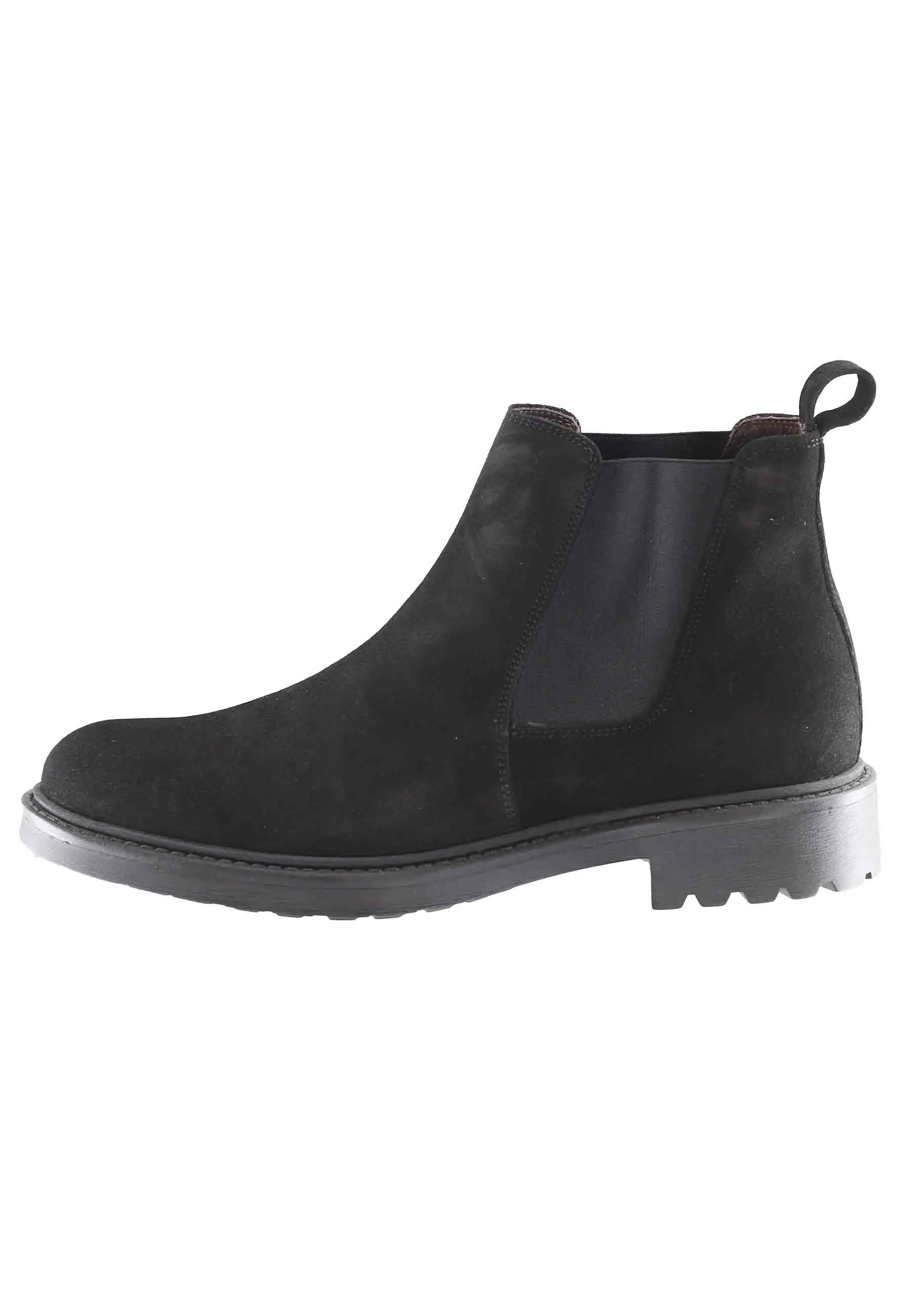 Stivaletti chelsea boot uomo in camsocio nero con suola carrarmato