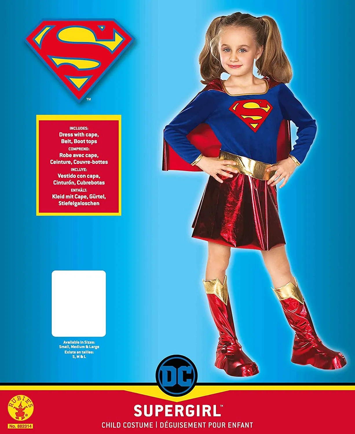 Supergirl Child Girls Costume Medium, Large DC Comics