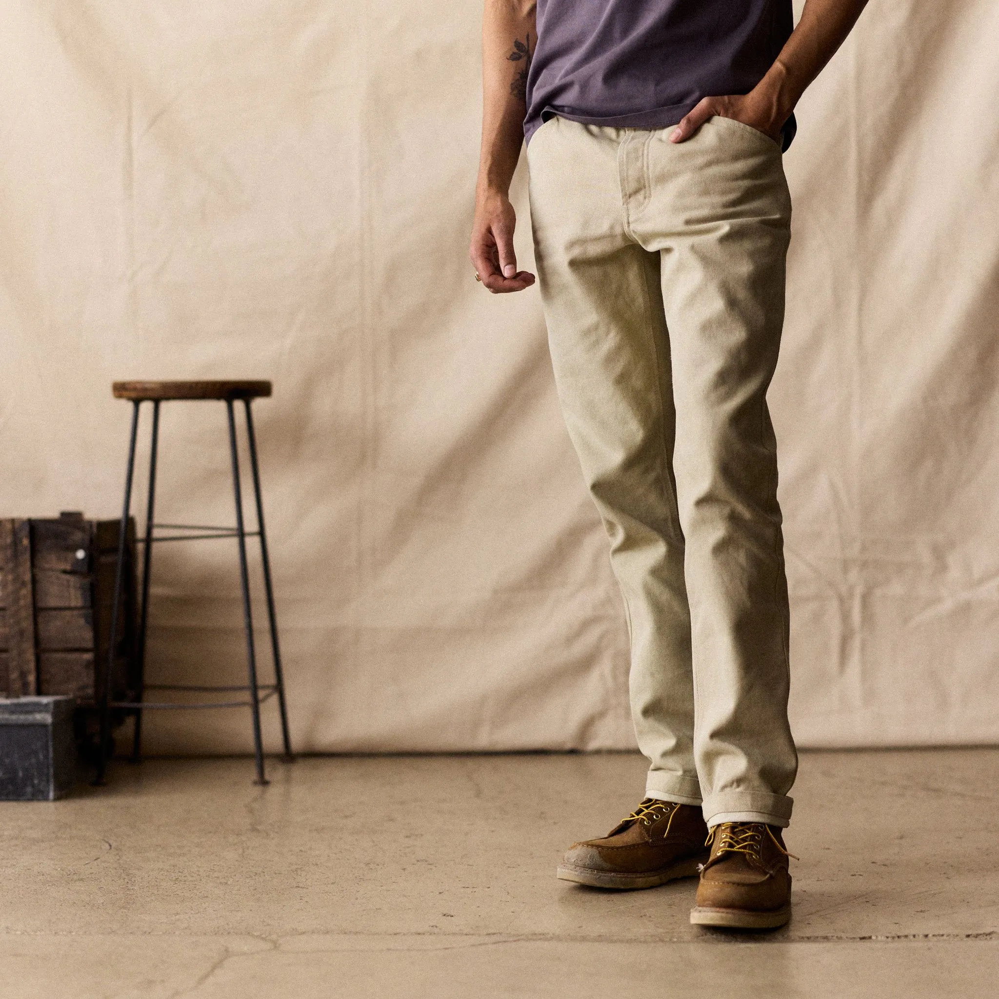 The Camp Pant in Light Khaki Chipped Canvas