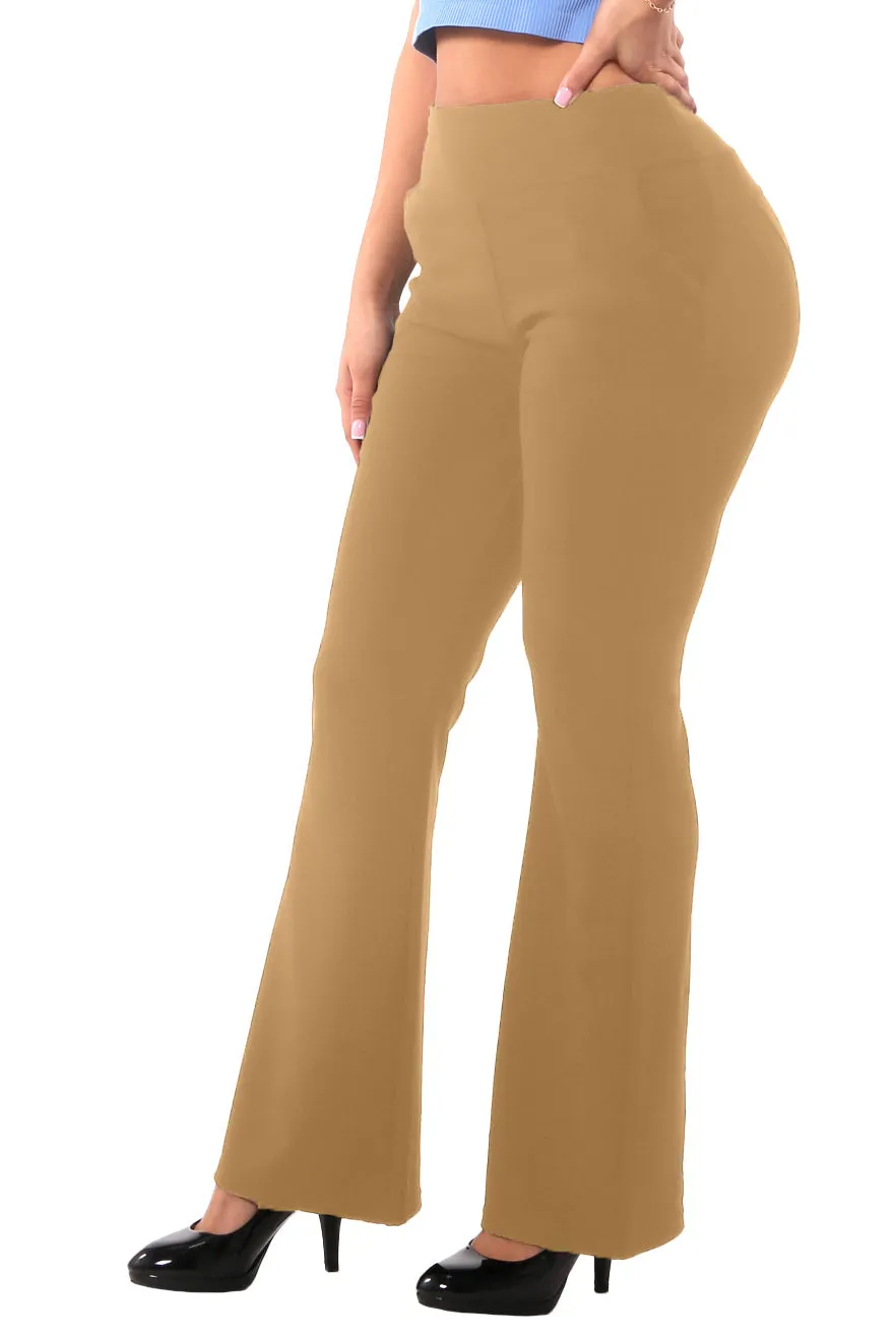 Tummy Control Butt Sculpting Flare Pants With Pockets - Chipmunk