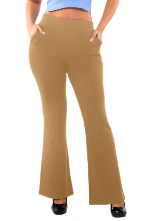 Tummy Control Butt Sculpting Flare Pants With Pockets - Chipmunk