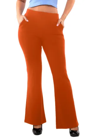 Tummy Control Butt Sculpting Flare Pants With Pockets - Rooibos Tea