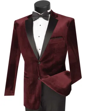 Vinci Slim Fit 2 Piece Velvet Tuxedo (Wine) T-SV