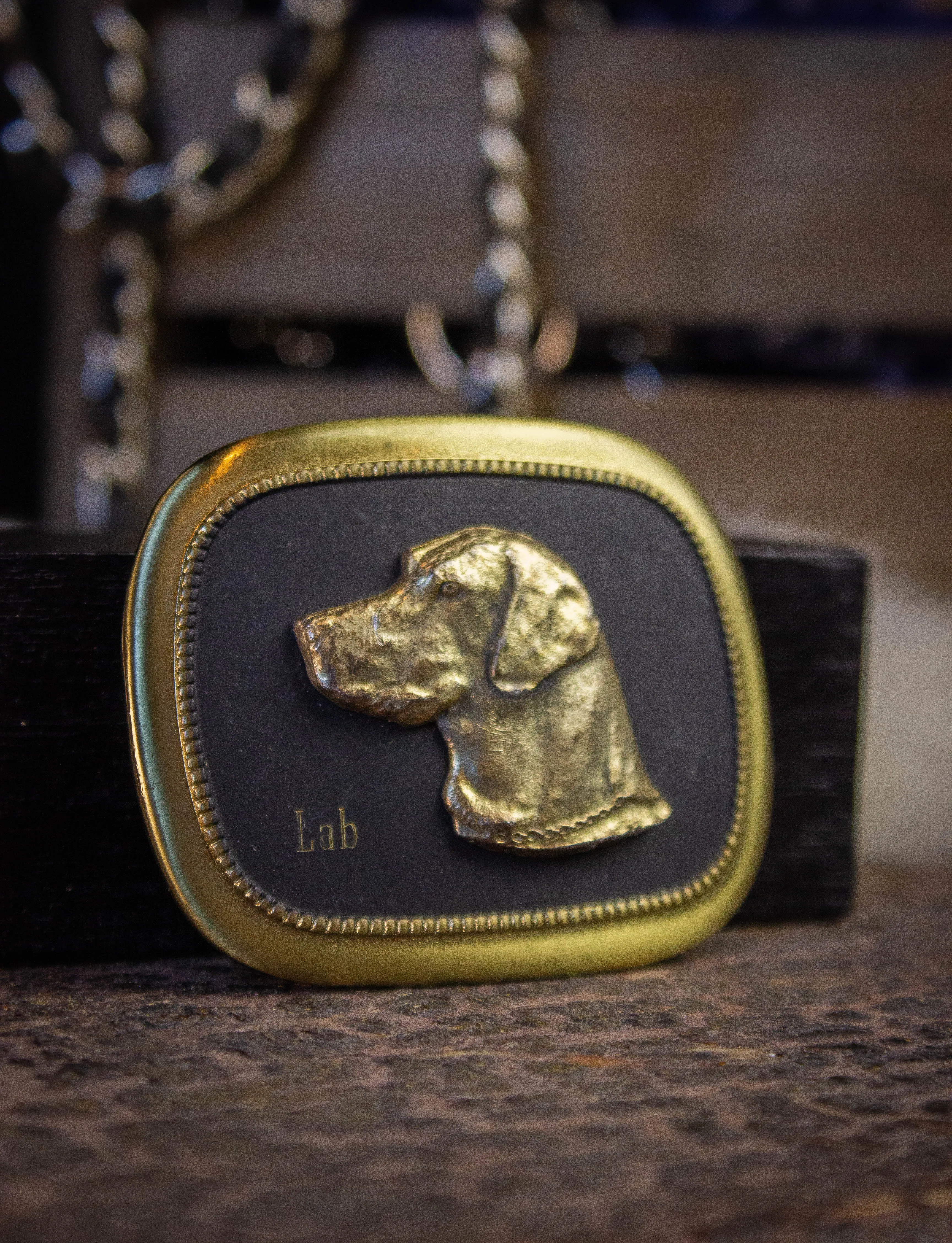 Vintage Dog Brass Belt Buckle