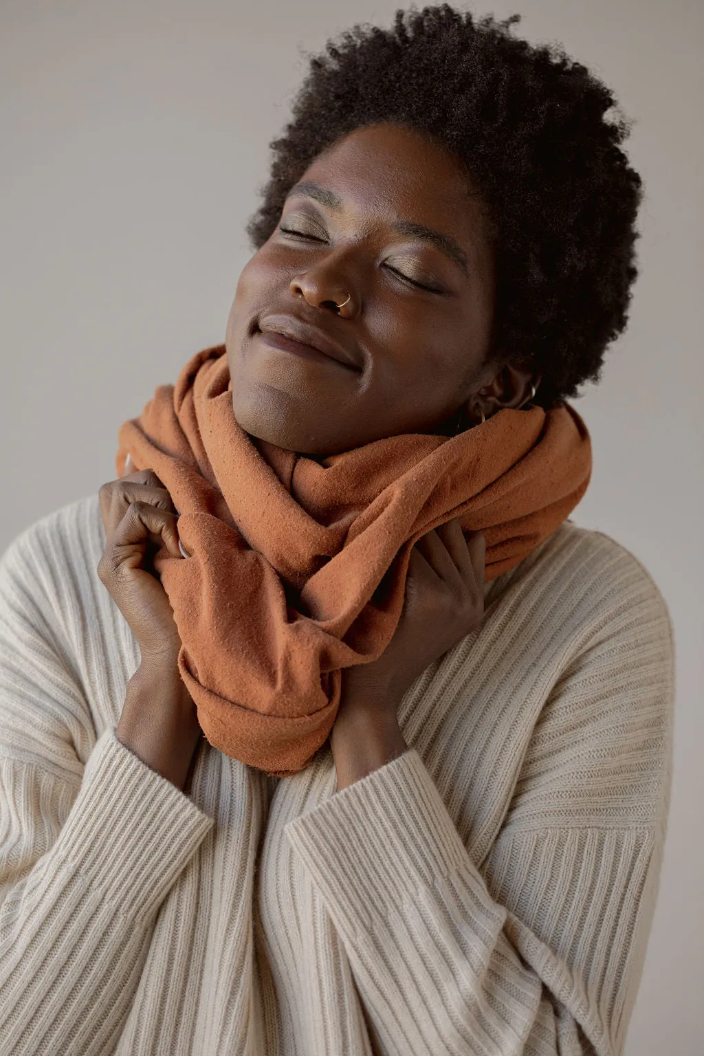 Washable Silk Blanket Scarf in Rust