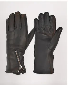 Zipped Fleece Lined Cafe Racer Gloves